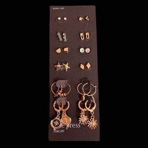 Coin Drop Stud & Hoop Earring Set